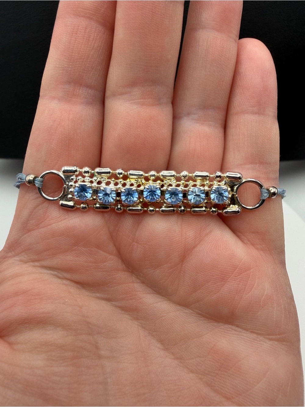 Alex and Ani Blue Crystal and Silver tone Accent Bracelet - Picture 5 of 7